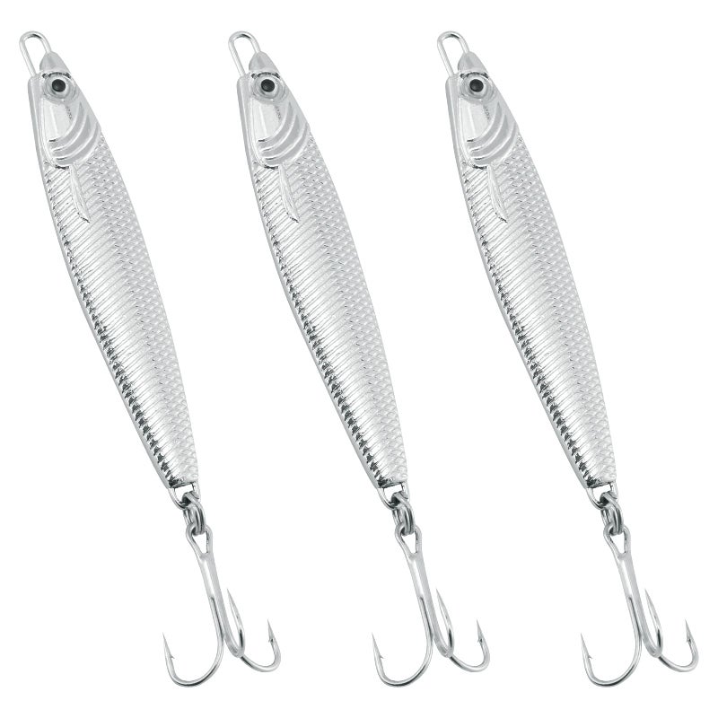 Dr.Fish Fishing Jigs Jigging Spoon Saltwater Fishing Lure Casting Metal Spoon Surf Fishing Mackerel Striper Lures Stinger Bluefish Vertical Diamond Jig Silver 1oz - Image 1